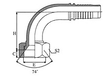 90º GB Metric Female 74º Cone Seat